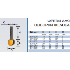 E216041 a20mm фреза выборки желоба E216041 a20mm фреза выборки желоба