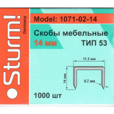 Sturm! 1071-02-14 скобы мебельные, тип "53" 14 мм. Sturm! 1071-02-14 скобы мебельные, тип "53" 14 мм.