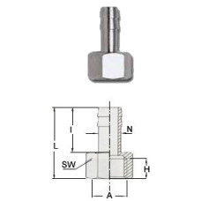 GAV 16462 Переходник 1227/3 F1/4" на елочку 10 мм GAV 16462 Переходник 1227/3 F1/4" на елочку 10 мм